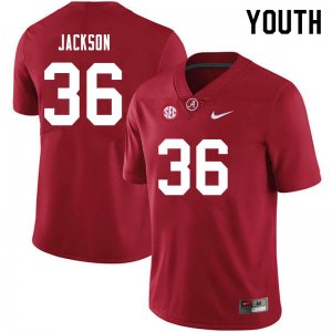 NCAA Youth Alabama Crimson Tide #36 Ian Jackson Stitched College 2021 Nike Authentic Crimson Football Jersey KN17R34HN